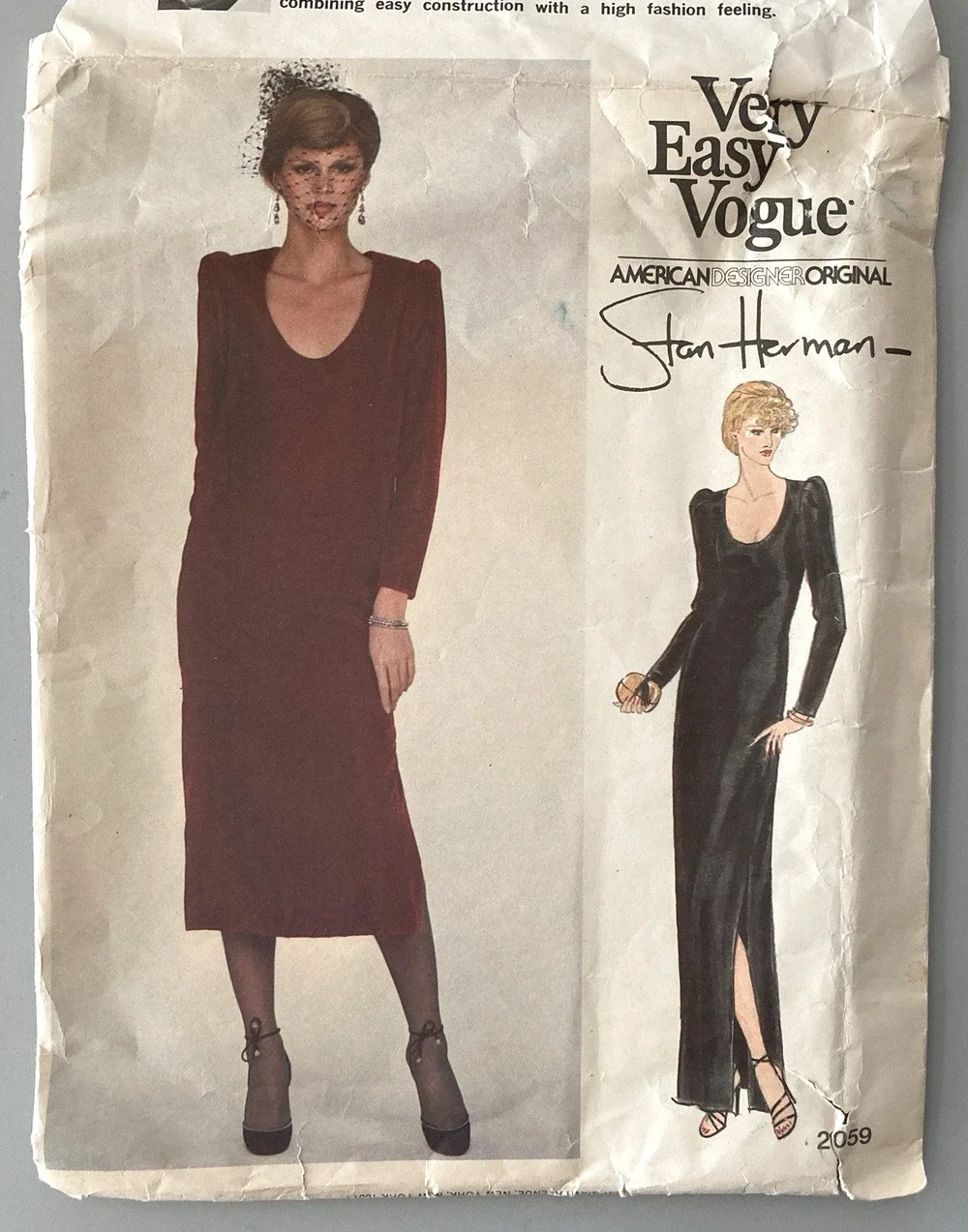 Vogue American Designer 2059 Stan Herman Misses Evening Dress Sz 14 Uncut '79